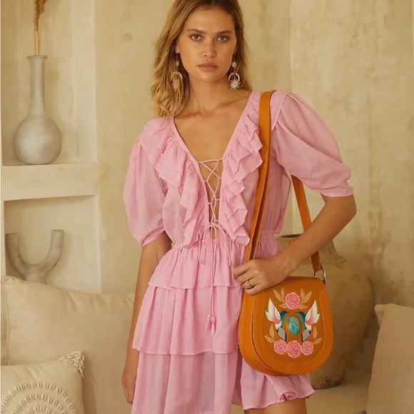 JODI LEE Charm Hummingbird Rose Bag Antique Tan - Picture 6 of 6